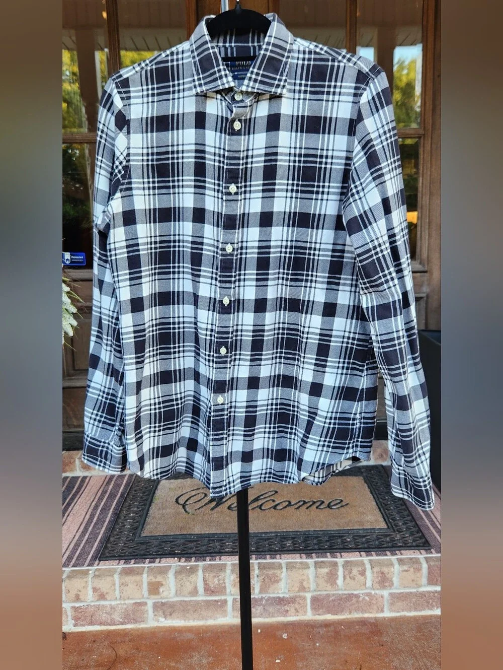 Polo Ralph Lauren Men's Custom Fit Plaid Button Shirt - Size L Black White Plaid
